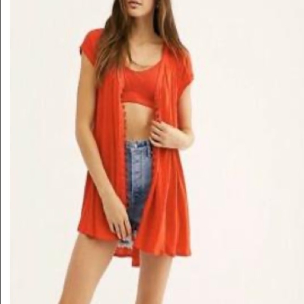NWT Free People highland top red lotus size XS